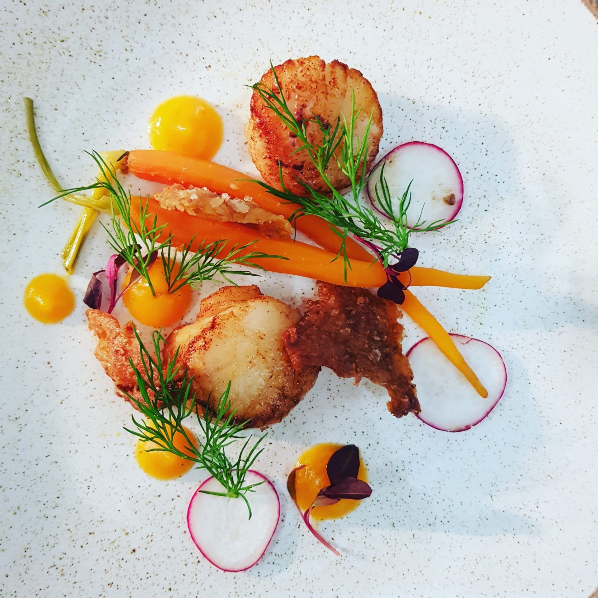 Close up of a plate of food served at the Danescourt Bistro, South Staffs Golf Club.